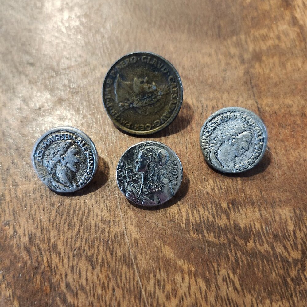 4 antique clothing button